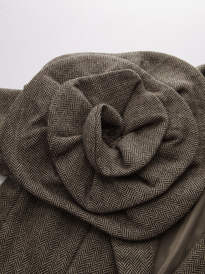 Large 3D Flower Single Button Tweed Blazer