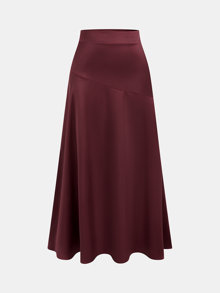 Satin Asymmetrical Midi Skirt