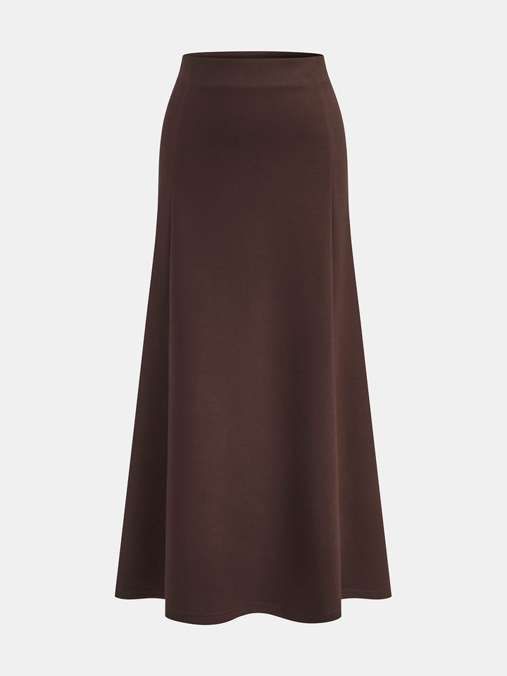 Wave-Hem Air-Layer Midi Skirt