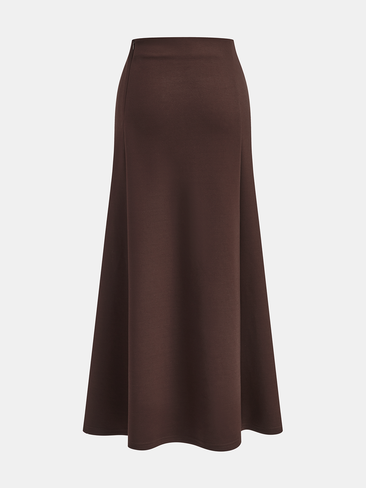 Wave-Hem Air-Layer Midi Skirt