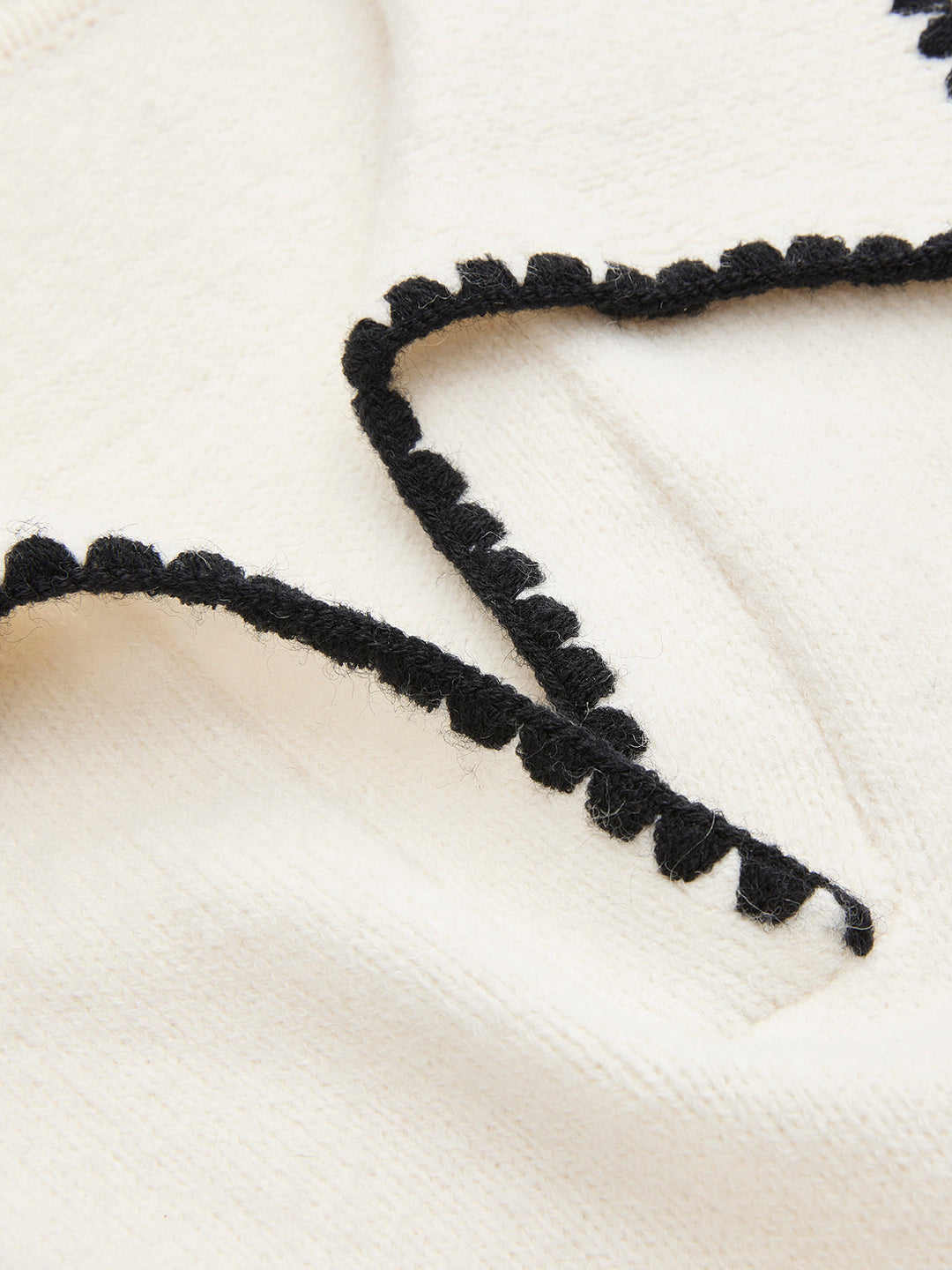 Contrast Trim Wool-Blend Short-Sleeve Knit Top