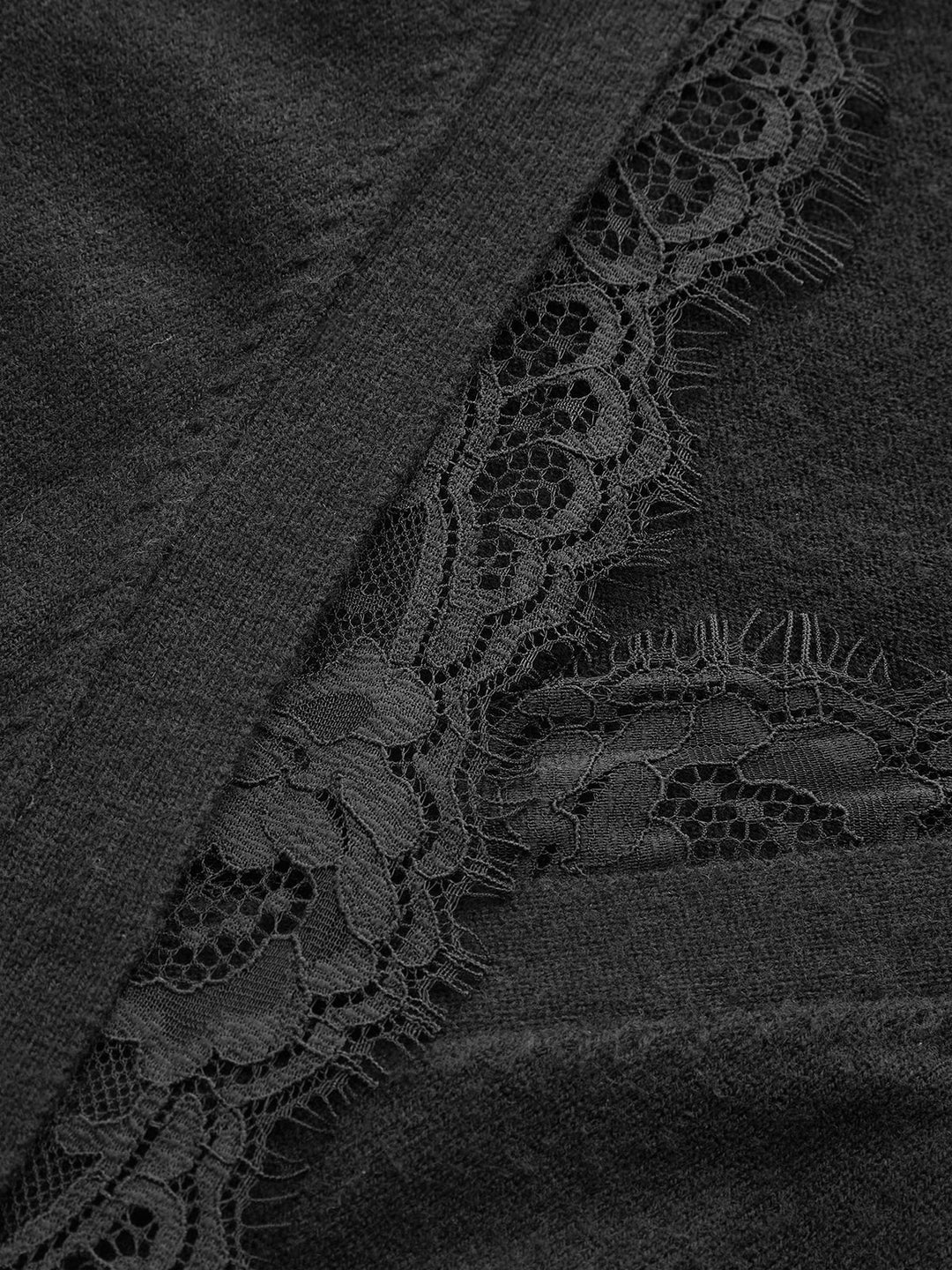 Lace-Trimmed Wrap V-Neck Knit Top