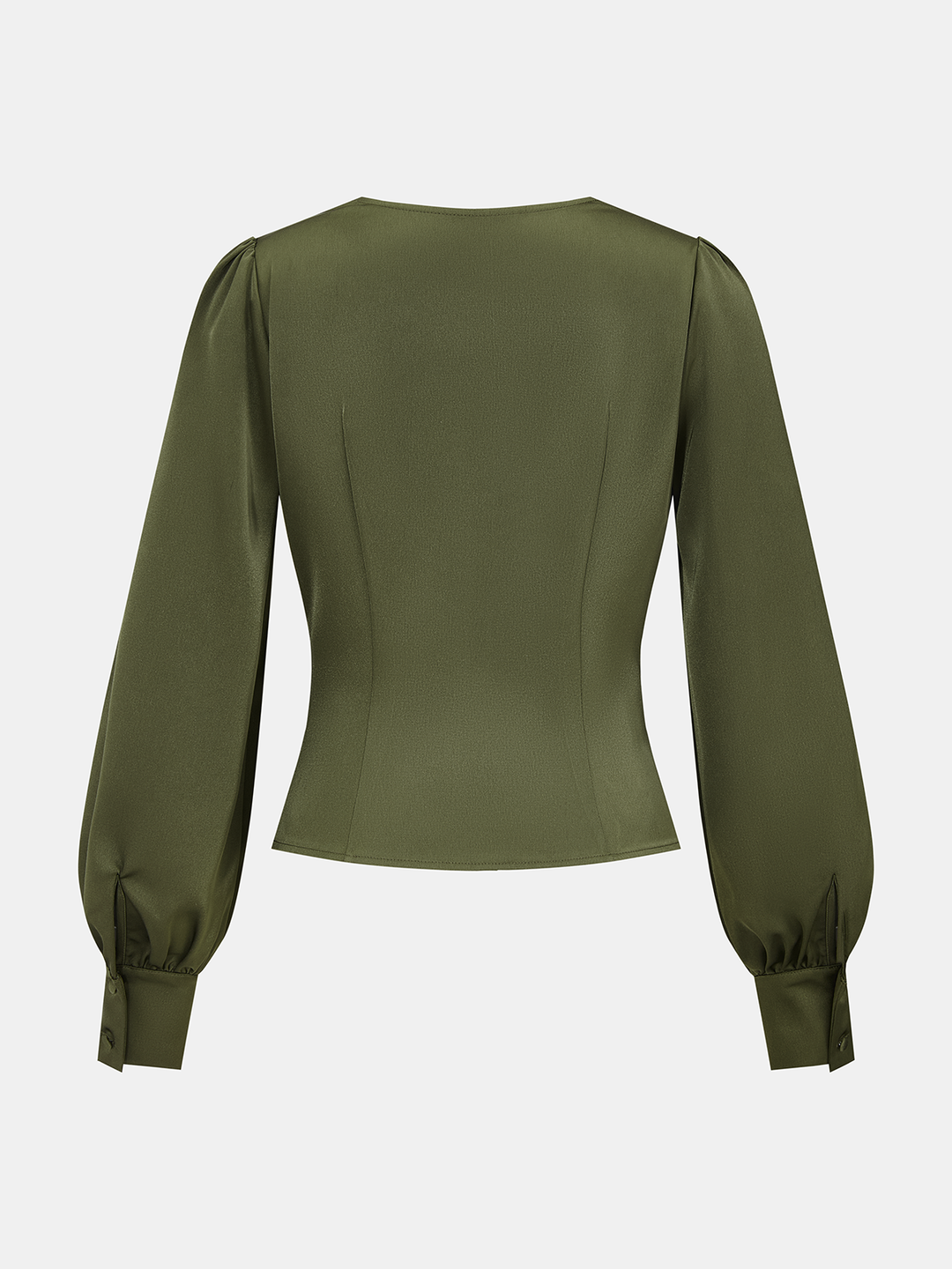 Satin Cowl-Neck Long Sleeve Blouse