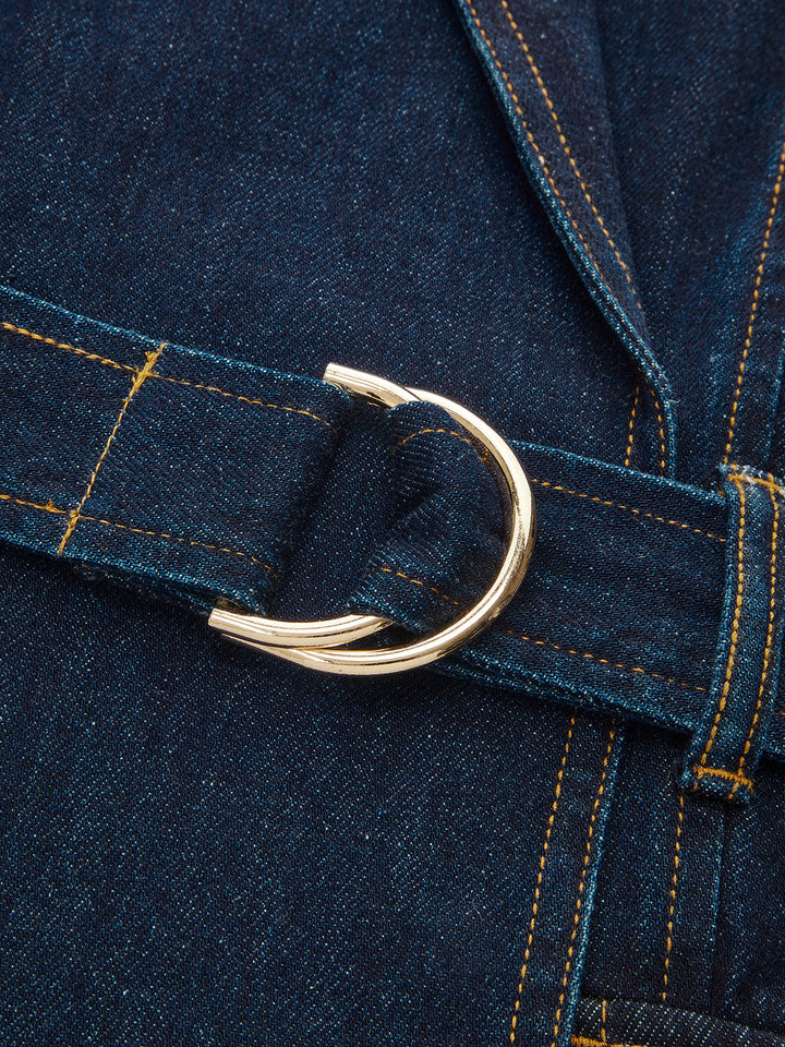 Belted Denim Blazer Dress
