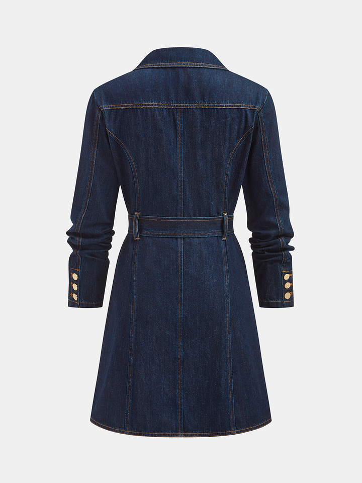 Belted Denim Blazer Dress