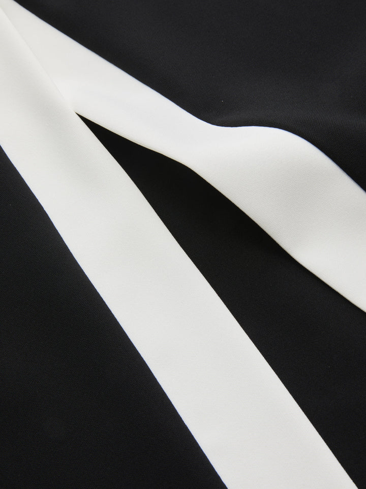 Color Block Metal Detail Midi Skirt