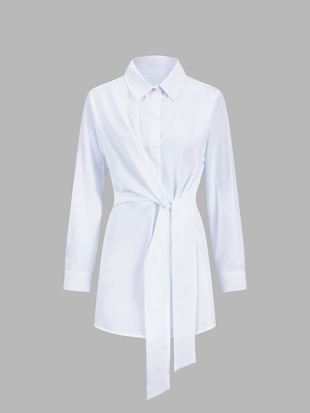 Semi-Sheer Button Down Tied Long Shirt