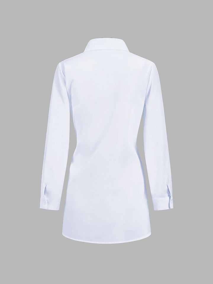 Semi-Sheer Button Down Tied Long Shirt