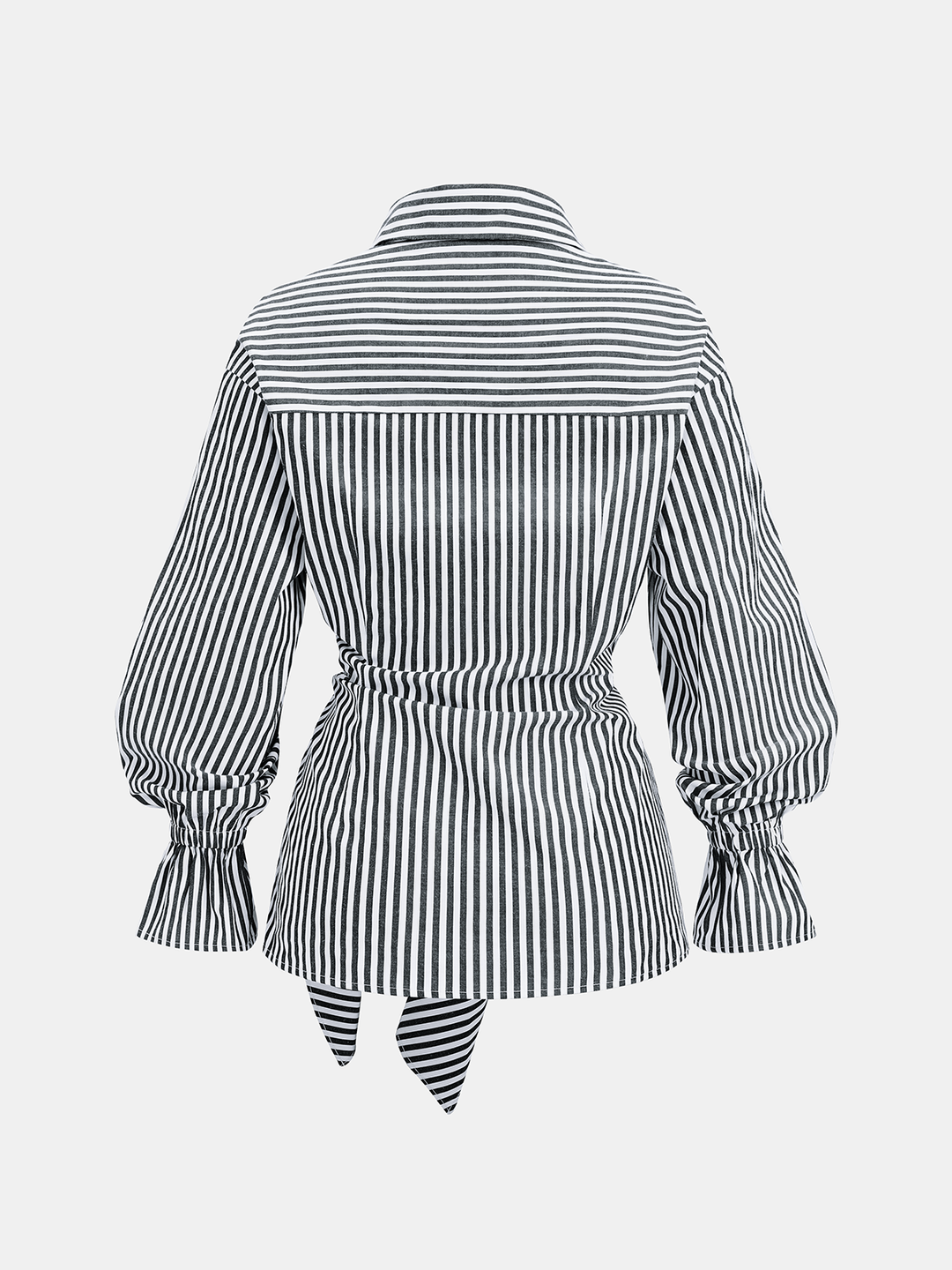 Knot-Waist Striped Cotton-Blend Shirt
