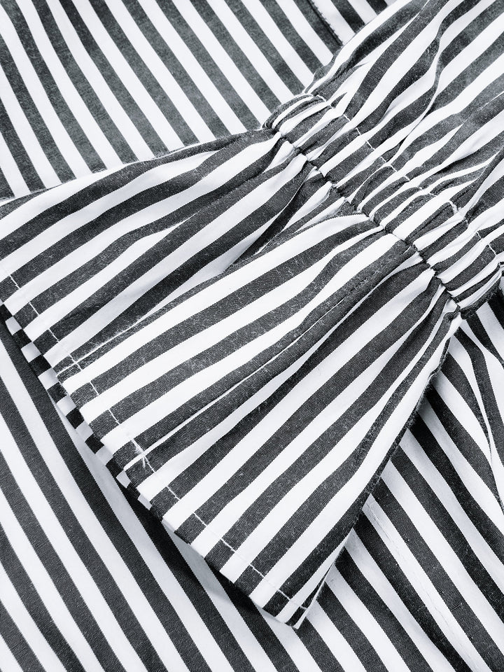 Knot-Waist Striped Cotton-Blend Shirt