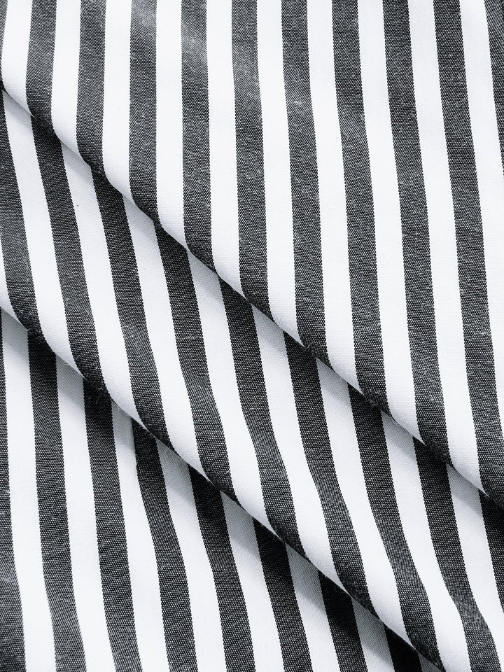 Knot-Waist Striped Cotton-Blend Shirt