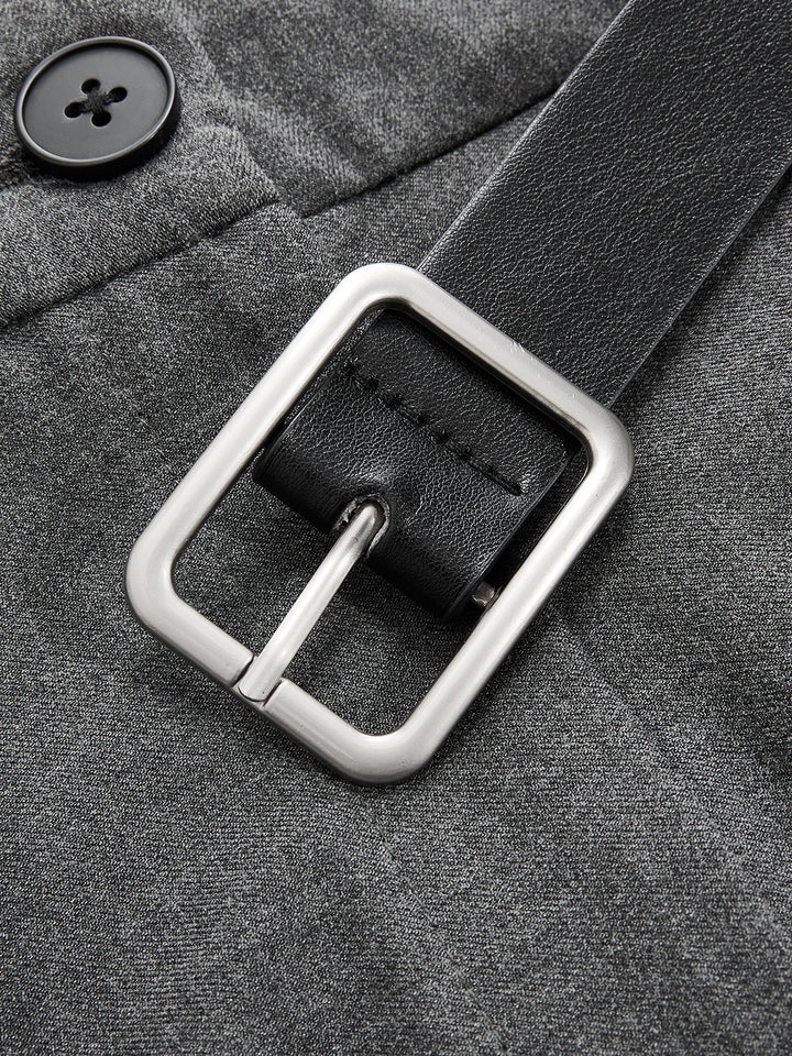 Belted Sleeveless Pleated Blazer Dress