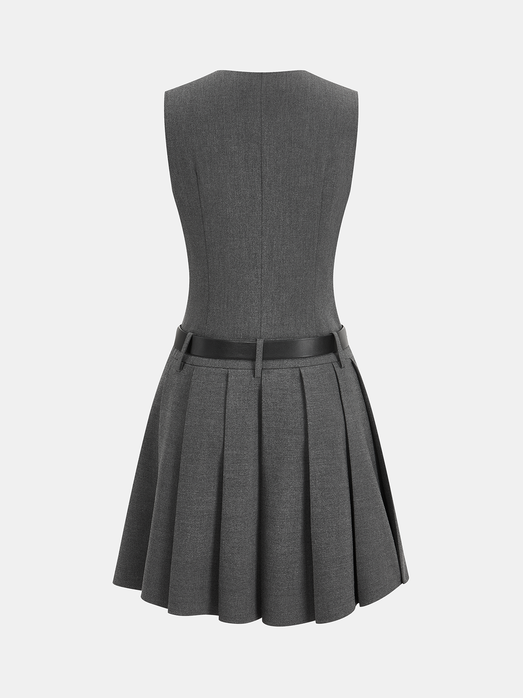 Belted Sleeveless Pleated Blazer Dress