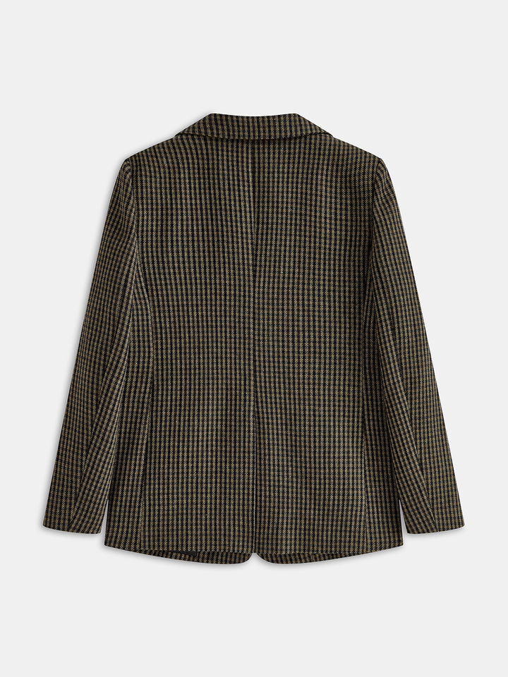 Wool-Blend Houndstooth Blazer