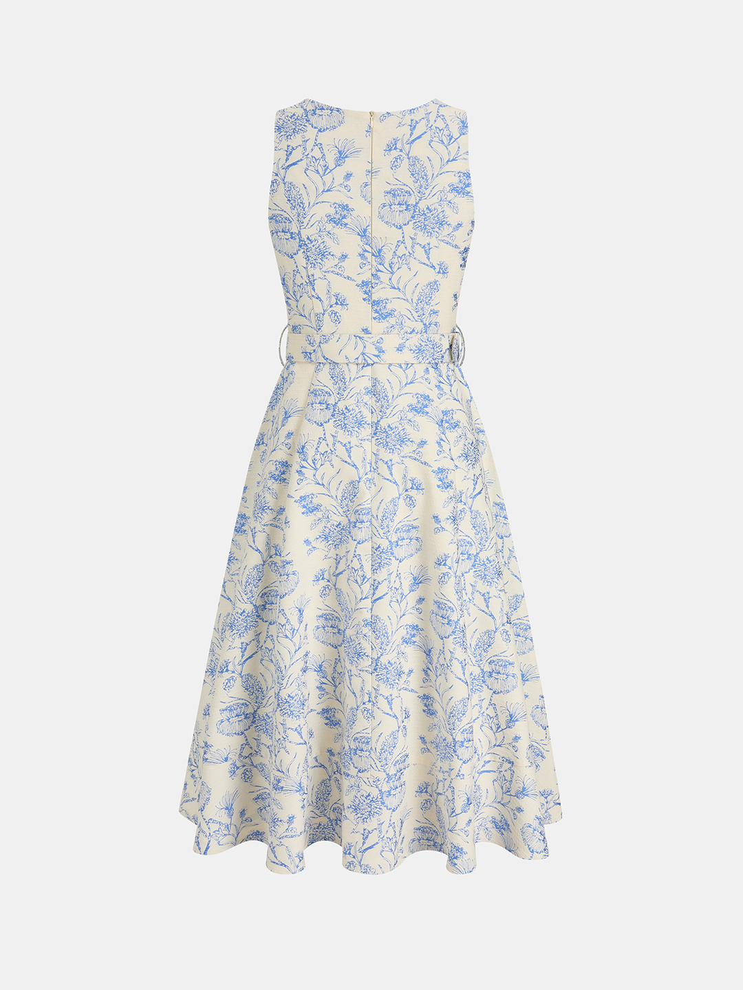 Sleeveless Floral Belted Asymmetrical Dress