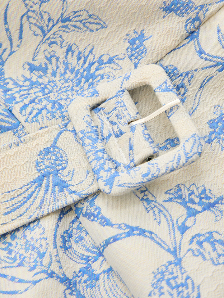 Sleeveless Floral Belted Asymmetrical Dress