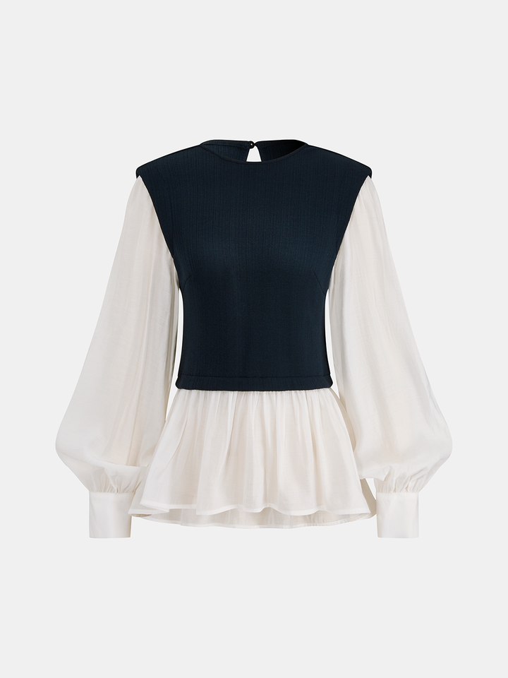 Color-Blocked Peplum Blouse