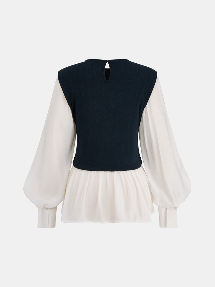 Color-Blocked Peplum Blouse