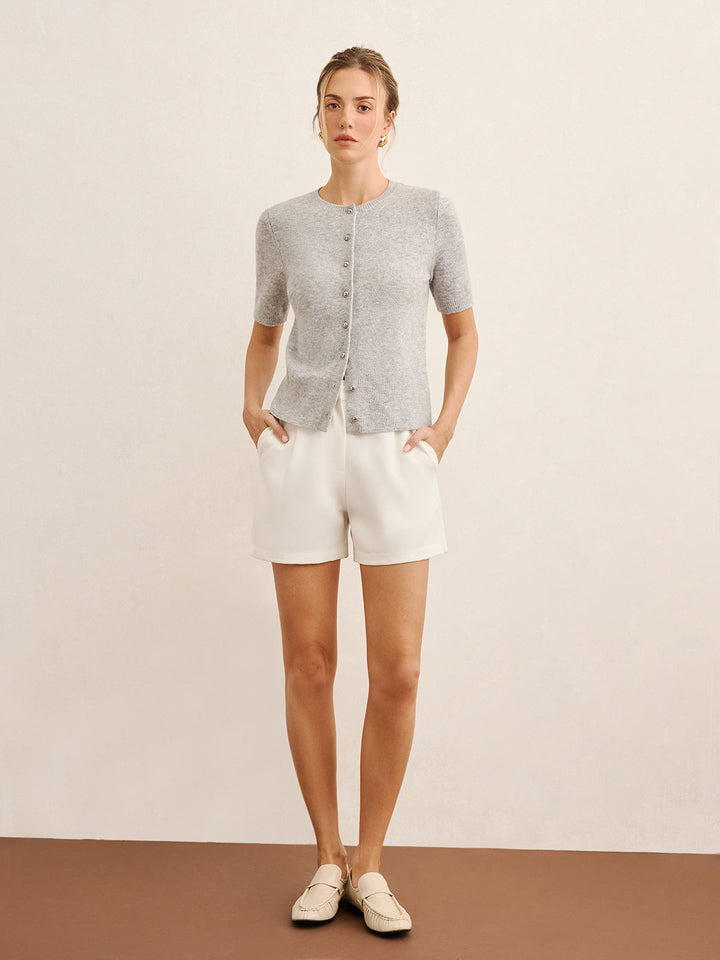 Short-Sleeve Knit Cardigan