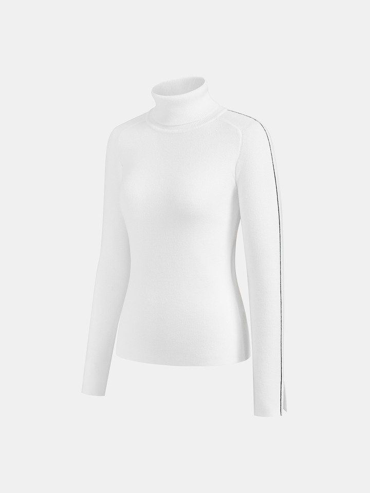Contrast Piping Turtleneck Sweater
