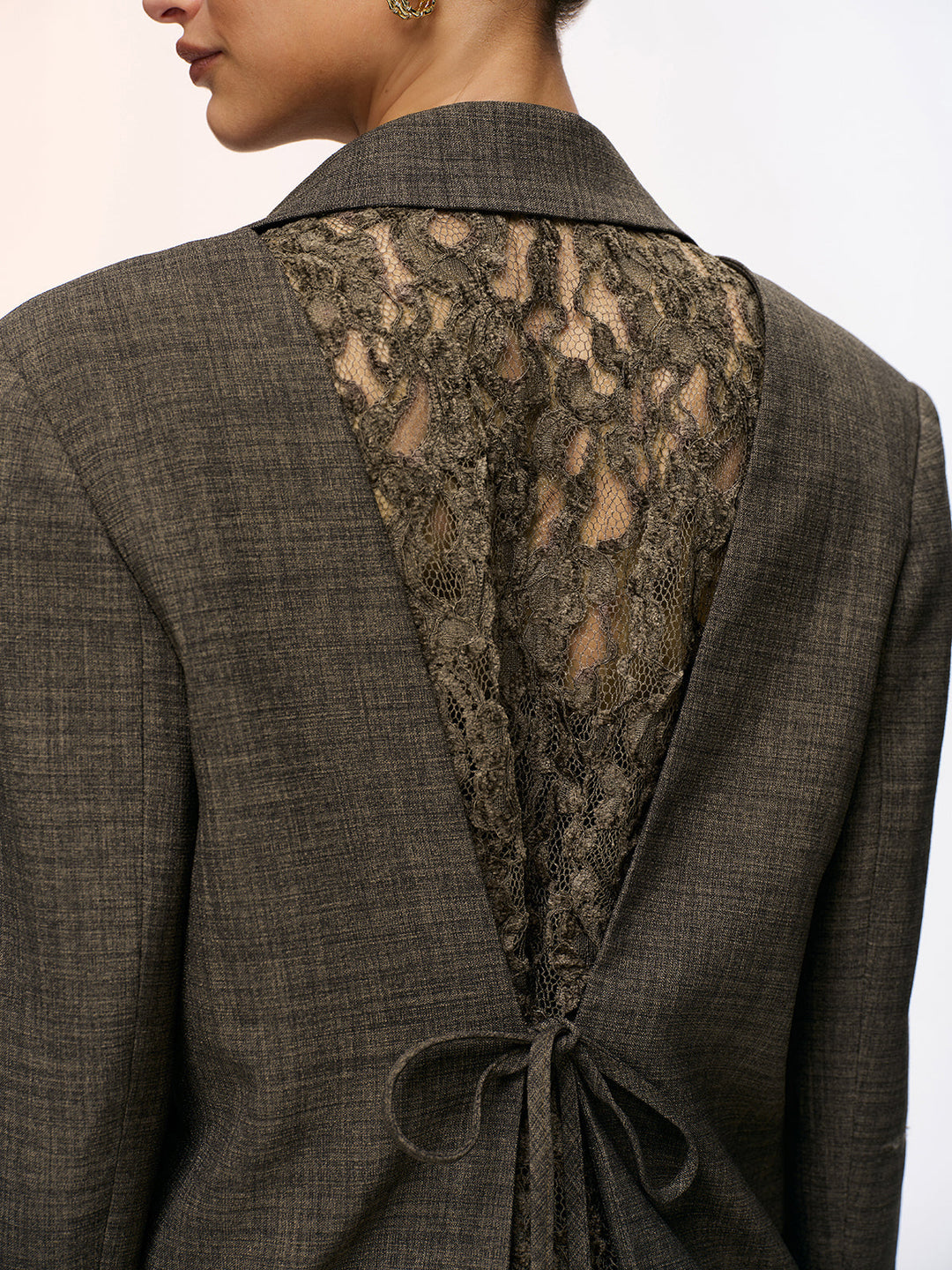 Lace Back Tie Detail Blazer
